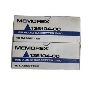 MEMOREX dbs C-90 Cassettes 136104-00 Vintage Factory Sealed 2 Case of 10 Each